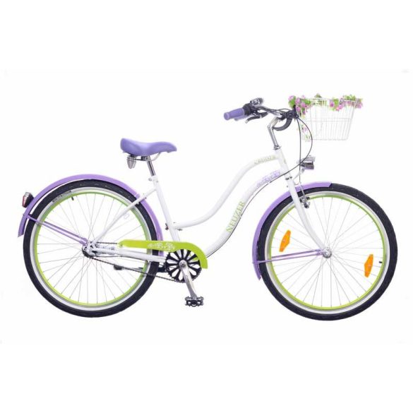 Neuzer Picnic női fehér/lila-zöld Cruiser kerékpár