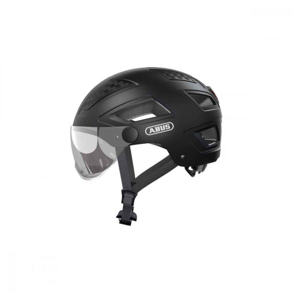 ABUS kerékpáros városi sisak Hyban 2.0 ACE, ABS, beépített átlátszó szemüveggel, velvet black, L (56-61 cm)