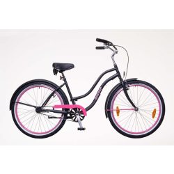 Neuzer Sunset női matt fekete/magenta Cruiser kerékpár